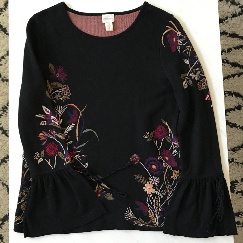 Bell Sleeve Floral Sweater
